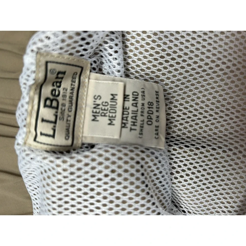 LL Bean Men's Pants Medium Reg Beige Tan Nylon Belted Cargo Hiking 3063